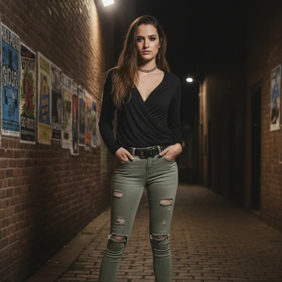 EUC Lanston Black Surplice Drape Top - Size Small! - Picture 5 of 12